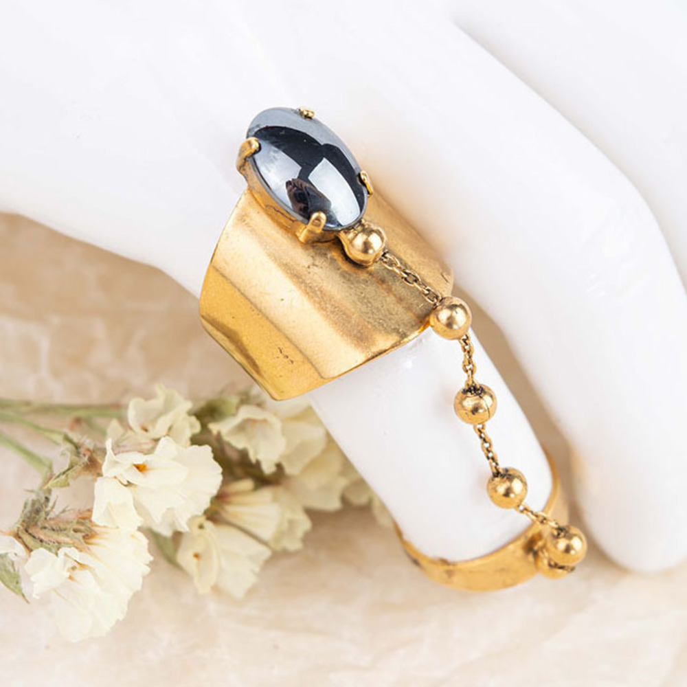 ELA STONE GOLD, SKY BLUE RING | WOMENS